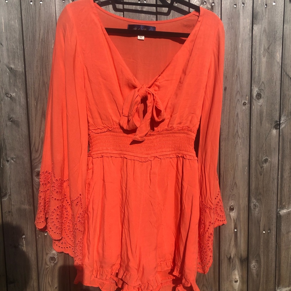 Peach Long Sleeve Romper